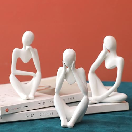 Thinker Statues and Sculptures,Sandstone Resin Thinker Statue Ornaments, Abstract Style Sculptures, Housewarming Gifts, Home Decorations, Living Room Desk Decor (White) - color: White