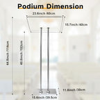 Acrylic Podium Lectern with Iron Stable Bottom, Pulpits for Churches with 10MM Thickened Acrylic Countertop, Multi Function Pulpit for Modern Classroom Music Concert Wedding Conference Event - color: silvery