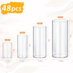 48 Pack Glass Cylinder Vases 4,6,8,10 Inch Tall Clear Flower Vase Hurricane Floating Candle Holder for Table Centerpiece Wedding Home Decor - size: 48 Pack(4,6,8,10 Inch )