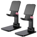 Phone Stand, Cell Phone Holder Adjustable Cellphone Stand for Desk Adjustable Office Accessories Gift Tablet Stands for iPhone iPad Android Devices Under 12", Black,2Pack - color: 08-DeepBlack