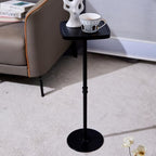 Drink Table, Small Pedestal Side Table, Cocktail Martini Tables Drink Stand, Modern Square Tiny Accent End Table with Metal Base for Small Spaces Living Room Bedroom Office Bar (Black) - color: Black