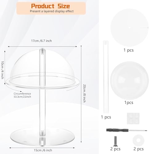 Acrylic Hat Display Stand, 8'' Clear Domed Baseball Cap Rack, Durable Tabletop Cowboy Hat Holder Wig Stand Hat Organizer Stand for Closet, Vendors, Counter, Salons - size: Fixed 8" - 1 Pack