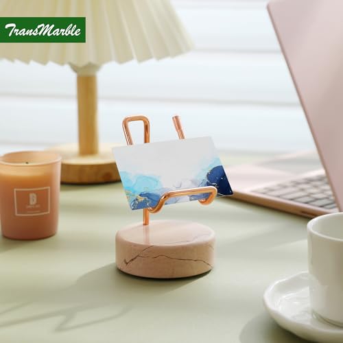 Marble Phone Stand with Metal Holder, Charging Available While Using, Swipe Up to Unlock, Made of Natural Marble as Business Card Holder for Office Desk (Rose Pink + Rose Gold) - color: Rose Pink + Rose Gold