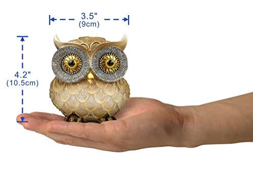 Garwor Retro Owl Statue for Home Decor, 4.2" Vintage Gold Resin Owl Figurine with Artistic Raised Feathers, Cute Mini Bird Sculpture for Bookshelf Desk Shelf Decoration, Gift for Owl Lovers - color: Retro Gold, size: Small