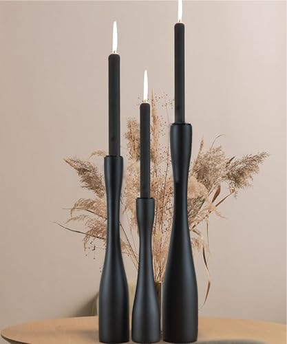 Candle Holder Black Candlestick Holders 3,Tall Taper Candle Holders Set of 3 for Candlesticks(12"/10"/7.5" H),Modern Farmhouse Candle Stick Candle Holder for Decor - color: Matte Black (12"+10"+7.5")