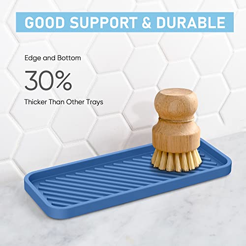 EG-SIPRO Silicone Sponge Holder, Kitchen Sink Organizer Tray, Sponge Caddy Dish Soap Holder, Scrubber, Soap Dispenser, Scouring Pad - color: E-bu, size: 9.3x3.6inch