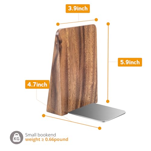 DRELIFAM Walnut Book Ends Heavy Duty Handmade Bookends for Shelves Book Ends Decorative to Hold Heavy Books (Walnut Wood Small) - color: Small Walnut Wood