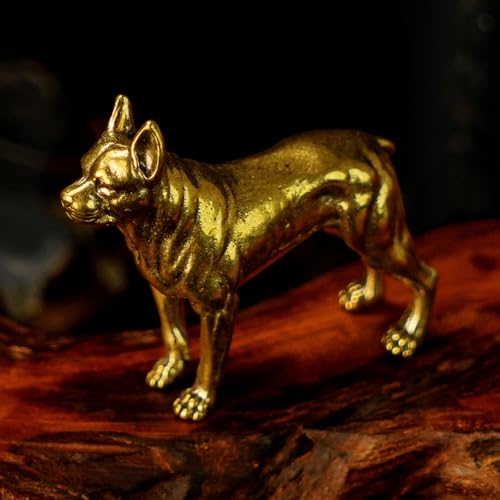 CHOVY Vintage Brass Pitbull Figurine - 100% Solid Heavy Metal Standing Dog Statue Collectible Oddities and Curiosities Office Desk Decor Masculine Home Decor Man Cave Art - color: Pit Bull