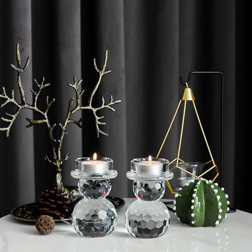 2 Pcs Crystal Christmas Candle Holder Snowman Christmas Candlestick with Cute Shape Home Table Decorations for Winter Xmas Farmhouse Kitchen Decor - size: 2.7‘’×4.3‘’