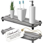 2pc Stone Drying Tray - Diatomite Sink Caddy Kitchen Sink Organizer - Water Absorbing Bathroom Counter - Absorbent Kitchen Soap Tray (Gray w Blk & Silver Feet) - color: Gray