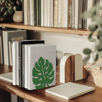 Peacoblue Metal Bookends for Shelves, Modern Decorative Heavy Duty Study Book Support Stoppers for Office, Desk, Shelf, Room 5.3"x4.3"x6.1" Cast Iron Simple Green Book Ends, 1 Pair (Monstera Leaf) - style: Monstera Leaf