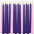 YOROXRG 16 Pack Advent Taper Candles Premium Hand Dipped 10in Unscented Christmas Taper Candles - Ideal for Seasonal Celebrations, Holidays, Church, Celebration, Party - color: Purple/Pink-Advent 16