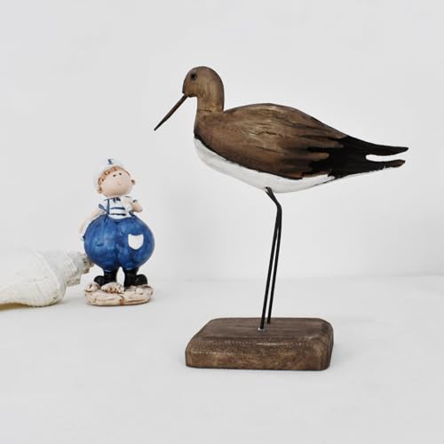 Wood Bird Statue Nautical Decor Decorative Sea Birds Sculpture Wooden Tabletop Figurine Coastal Ocean Beach Themed Decoration for Home Yard Bathroom Living Room (6.7" H) - color: 6.7" H