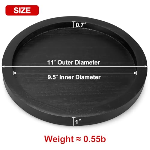 Round Decorative Tray for Coffee Dining Table Countertop Small Wooden Serving Trays Farmhouse Kitchen Home Living Room Decor and Bathroom Accessories Tray Black Rustic Wood Candle Centerpiece Trays - color: Black, size: 11"