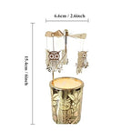Carousel totary Candle Holder Spinning irthday Gifts for Women, Mom, Wife, Girlfriend, Sister, Her, Metal Windmill Tea Light for Female Friends (Gold owl) - color: Gold Owl