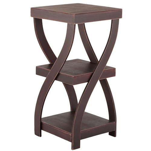 The Lakeside Collection Distressed Twisted Wood Accent Table - Walnut - color: Walnut