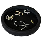 COLLECTIVE HOME - Velvet Jewelry Tray, 6" Monogrammed Jewelry Dish, Smooth Velour Display Dish for Rings, Earrings, Necklaces, Makeup, Personalized Gifts for Women (Black-t) - color: Black-t