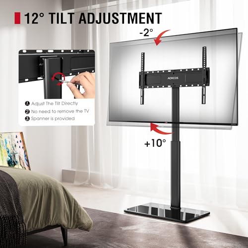 AOKCOS Swivel TV Floor Stand for 43-75 Inches TVs, 10 Level Height Adjustable Corner Extra Tall TV Stand Mount for Living Room/Bedroom, Holds up to 110 lbs,MAX VESA 600x400mm,Black - color: Black, size: for 43"-75"