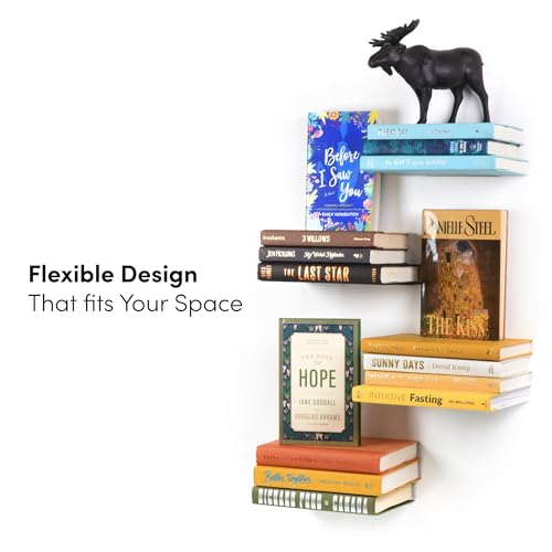 xympo Floating Invisible Bookshelf Wall Mounted (Set of 4) - Aluminum - Turn Books into Floating Shelves