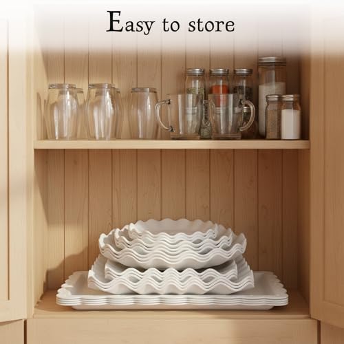 Pack of 10 NWK Cake Stand Set, with 3 x Two-Tier and 3 x Three-Tier Cupcake Stands, 4 x Appetizer Trays, 1 x Tablecloth for Birthday Bridal Baby Shower Party (White) - color: White
