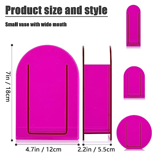Hot Pink Acrylic Vase, Modern Acrylic Geometric Wide Mouth Small vase, Hot Pink Flower Vase for centerpieces Desk Flower Bud vase, for Living Room Table, Office, Wedding - color: Dd