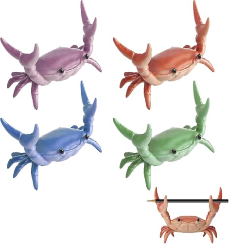Desk Crab Pen Holder, Creative Weightlifting Crab Pencil Stand, Organizer for Small Items, Cute Office Decor (4pc) - color: 4pc