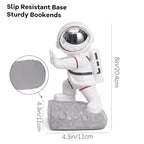 Space Theme Bookends - Astronaut Kids Book Stoppers, Heavy Duty Resin Bookends for Shelves (D-Silver Color) - color: Astronaut D-silver