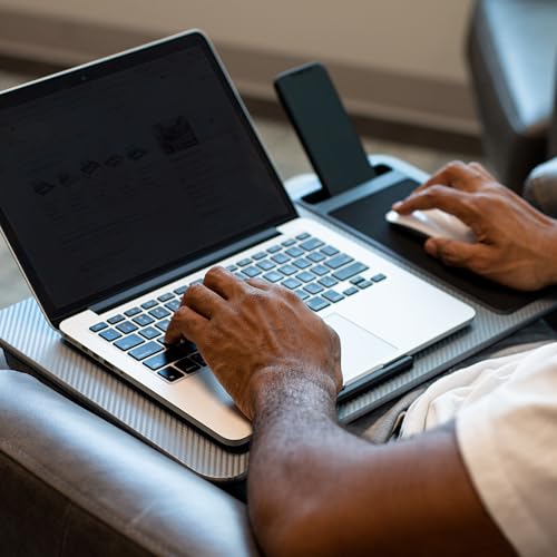 LAPGEAR Home Office Lap Desk with Device Ledge, Mouse Pad, and Phone Holder - Silver Carbon - Fits up to 15.6 Inch Laptops - Style No. 91585 - color: Silver Carbon, size: Home Office