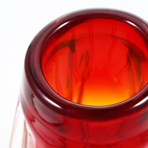 Luxury Lane Hand Blown Laine Sommerso Art Glass Vase for Home Decor 10 inch Tall Centerpiece Table Decoration - color: Gold & Red Ombre, size: 10" tall