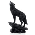 Black Wolf Sculpture Wildlife Howling Wolf Statue and Figurine - color: Black001