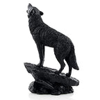 Black Wolf Sculpture Wildlife Howling Wolf Statue and Figurine - color: Black001
