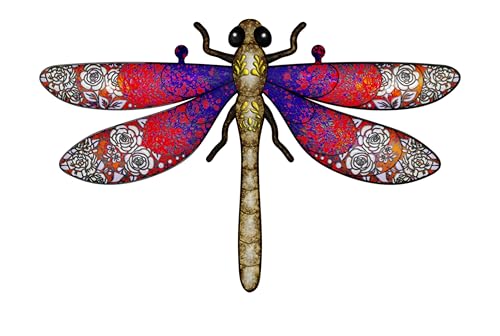 3pcs Metal Dragonfly Garden Art Decorations, Outdoor Hanging Wall Decor Sculptures for Home Garden Yard Patio Window