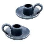 Set of 2 Ceramic Candle Holders，Taper Candle Holder with Handle Nordic Style Candle Burning Display Holder for Home Wedding Party Anniversary Housewarming Gifts （Blue） - color: Color 3