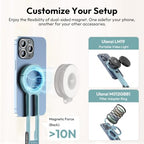 ULANZI MA30 Magnetic Phone Tripod Stand for iPhone, Aluminium Maglock Smartphone Mini Tripod Pocket Cell Phone Stand Strong Magnet Compatible with iPhone 17 16 15 14 13 12 Series, Mint Green - color: Mint Green