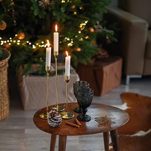 Candle Holders Set of 3 for Taper Candles, Decorative Candlestick Holder for Wedding, Dinning, Party, Fits 3/4 inch Thick Candle&Led Candles (Metal Candle Stand) (Gold) - color: Gold