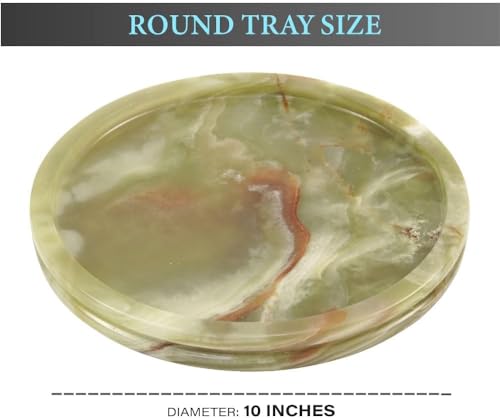 Radicaln Marble Serving Tray 10" Inches Green Handmade Round Trays for Party Supplies Ideal Food & Cafeteria Trays for Kitchen, Serving Dishes & Platter - color: Green