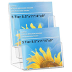 xydstay Acrylic Brochure Holder 8.5x11 Inches, 3 Tier Clear Display Stand Slant Back Design, Plastic Table Stand Sign Holder with Divider Wall Mount xydstay Acrylic Brochure Holder 8.5x11 Inches, 3 Tier Clear Display Stand Slant Back Design, Plastic Table