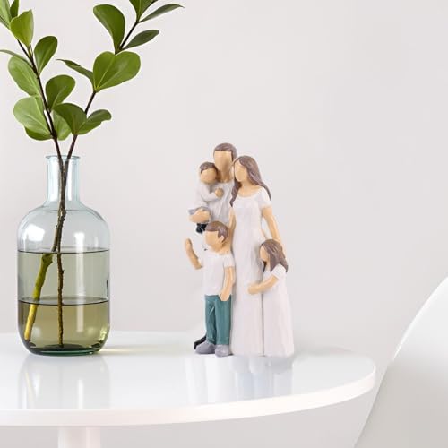 XMGZQ Family Figurines Father Mother Daughter Son Figurine,Sentimental Gifts for Family,Mom and Baby Child Statue Hand-Painted Sculpted,Birthday for Wife from Husband (White)