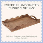 Mela Artisans Ottoman Wooden Serving Tray | Large, Scallop | Decorative Mango Wood | Serve Breakfast, Other Foods, Coffee and Tea | Rustic Home Decor | 16" x 12” x 2.5”