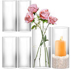 Humicane Candle Holder,Open Ended Glass Candleholder Multiple Size Choices,Clear Cylinder GlassCandle Holder for Wedding Centerpieces,Home Decor(3pcs:8x4", 3pcs: 8x3.5") - size: 4''×8''H 6PCS