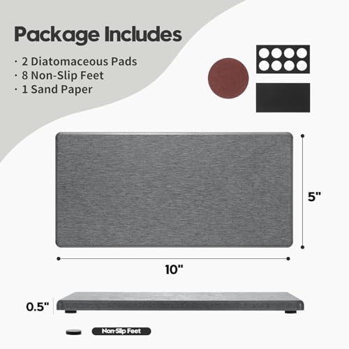 2PCS 10"x 5" Large Bathroom Sink Vanity Trays, Water Absorbing Diatomite Stone Quick Drying Mat for Kitchen Counter, Dish Rack Dispensers Sponge Holder Caddy Organizer, Dark Gray, - color: 2 Pack - Charcoal Gray, size: 10" x 5"