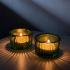 2pcs Votive Candle Holders Glass Tea Light Candle Holders Table Centerpiece for Wedding Birthday Valentine's Day (Green) - color: Green