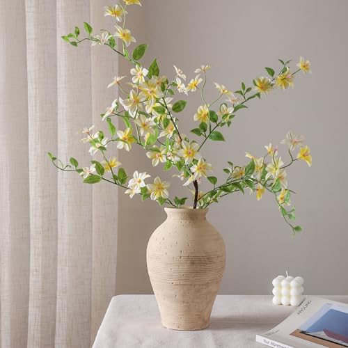 Ceramic Flower Vase Home Decor, 9 in Farmhouse Table Vase Retro Vintage Living Room Kitchen Bedroom Decoration Pottery Decorative Vases for Flowers Shelf Office Coffee Desk Dining Entryway, Rustic - color: 9 in - Rustic