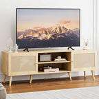 TV Stand for TVs up to 60 Inch, Modern Entertainment Center with Storage, Media Console Table with 2 Cabinets & Shelves, Wooden TV Stand for Living Room Bedroom, Natural - color: Natural