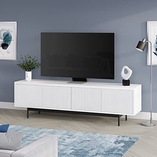 Henn&Hart Whitman, 70'' Rectangular TV Stand, White - color: White, size: 70'' Rectangular TV Stand