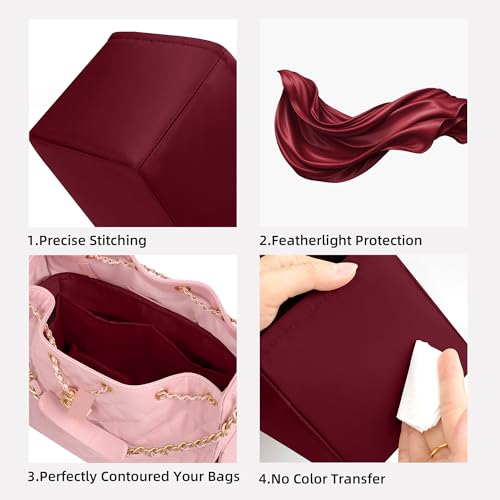 DGAZ Silk Purse Organizer Insert Fits Chanel 25 Handbags，Silky Smooth Bag Organizers，Luxury Handbag & Tote Shaper(Rouge H,Medium) - color: Rouge H, size: Medium
