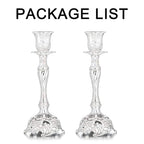 Sziqiqi Silver Plated Candlestick Holders Set of 2 Taper Candle Holders Deluxe Ornate Candle Holders for Shabbat Taper Candles, Candle Centerpiece, Wedding Candles, Christmas Candle, 7.4inch - color: Silver