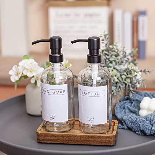 Vanity Tray, Bathroom Tray, Soap Dispenser Tray for Bathroom, Kitchen and Home Decor(Acacia-Small) - color: Acacia
