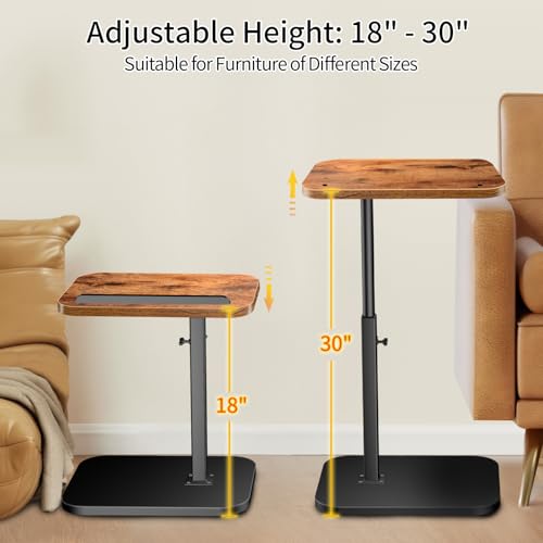 Small End Table Adjustable Height, 90° Flip-Over Panel Side Table for Small Spaces 360° Swivel TV Tray Couch Tables That Slide Under, Food Snack Trays for Sofa Bed Living Room - style: Adjustable