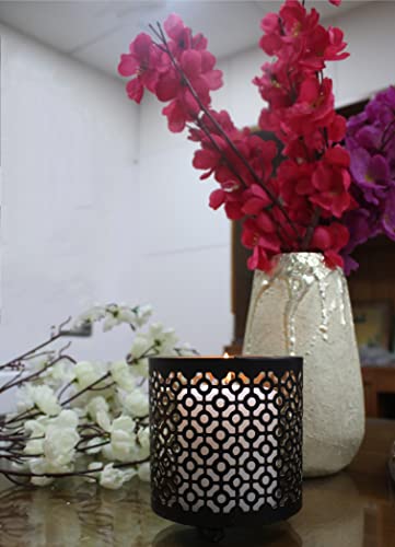 Hosley Bulk Buy Black (Gold Inside) Metal Jar Holder Candle Sleeve Set of 8-4.5" High. Votive, Tea Light Lanterns Ideal Gift for Weddings, Parties, Spa and Aromatherapy O6 - color: Black (Gold Inside) 8 Pack, size: 4.5 inch High
